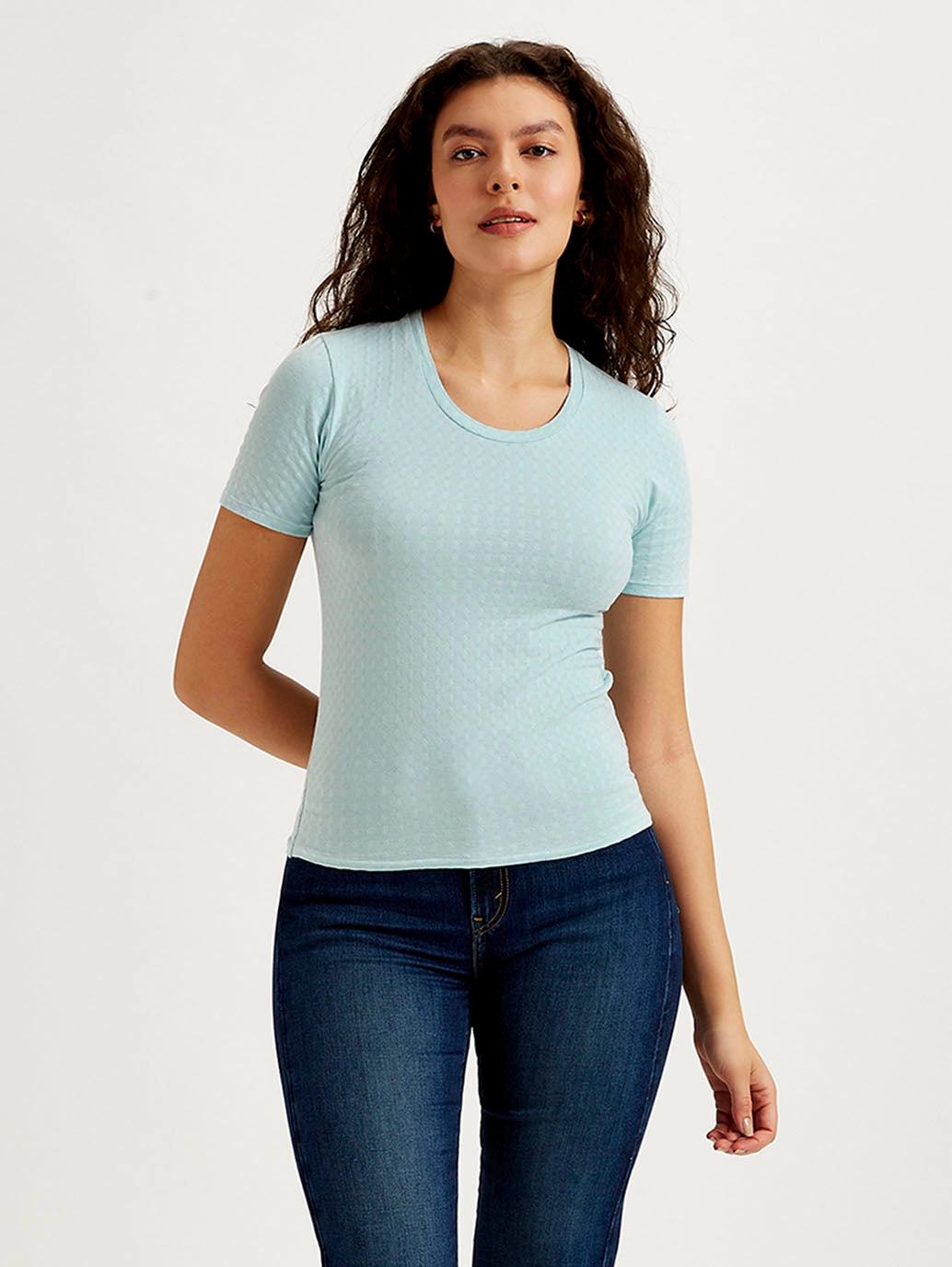 Women's Textured Slim Fit T-shirt