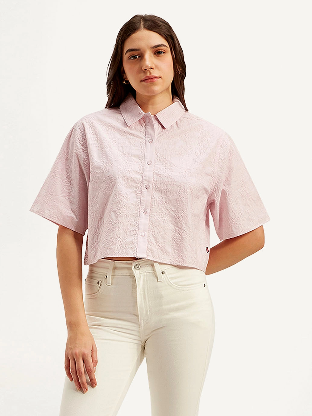 Women's Textured Spread Collar Shirt