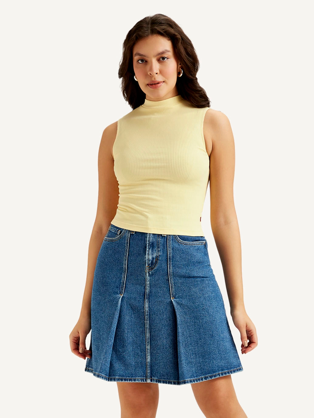 Women's Textured Yellow Collar Neck Top