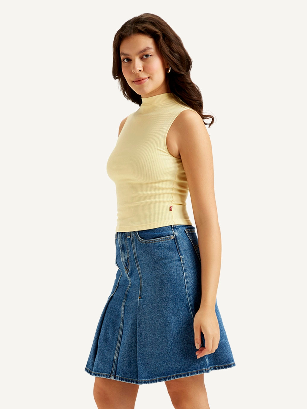 Women's Textured Yellow Collar Neck Top
