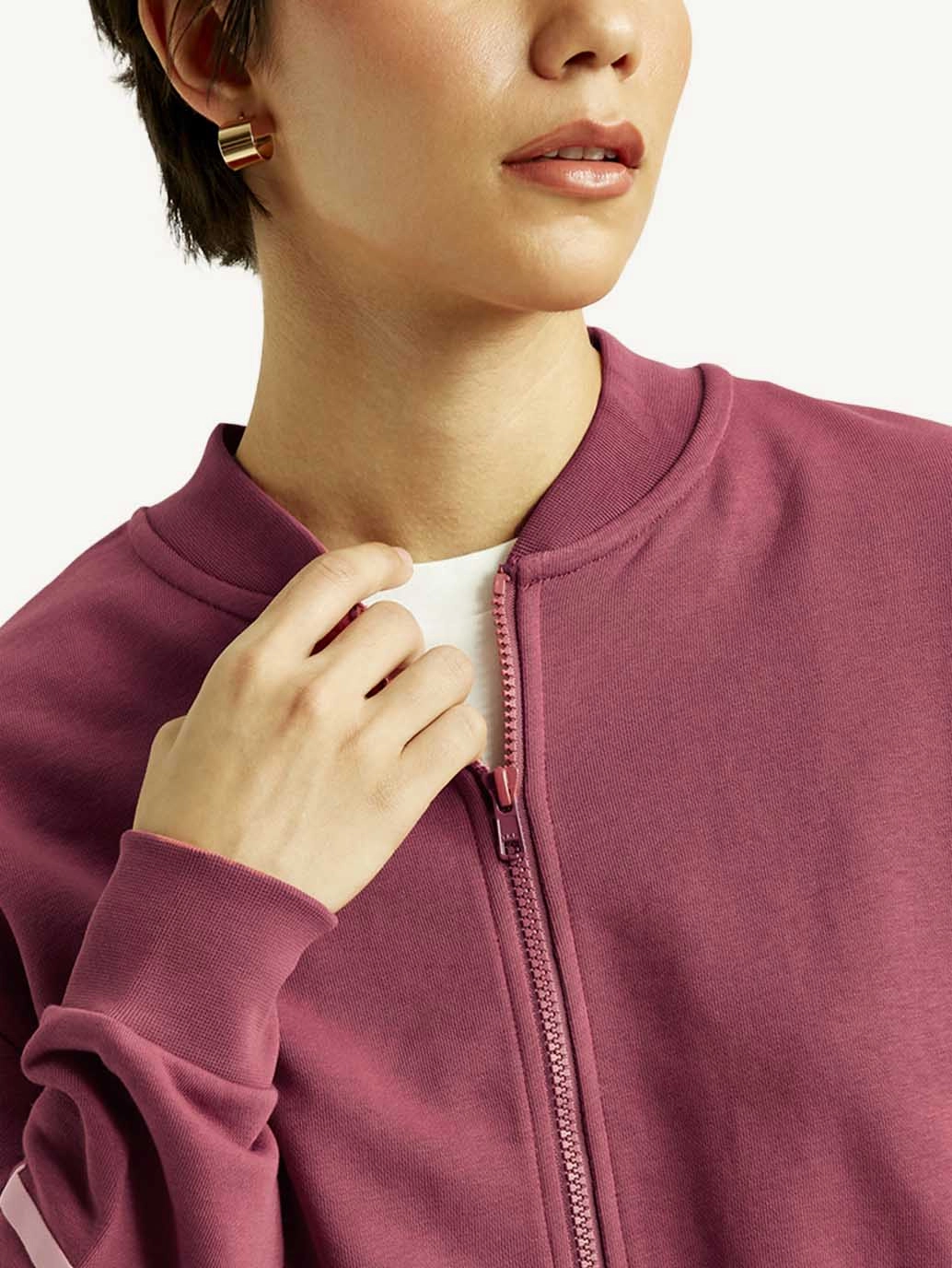 Women's Typographic Burgundy Bomber Jacket