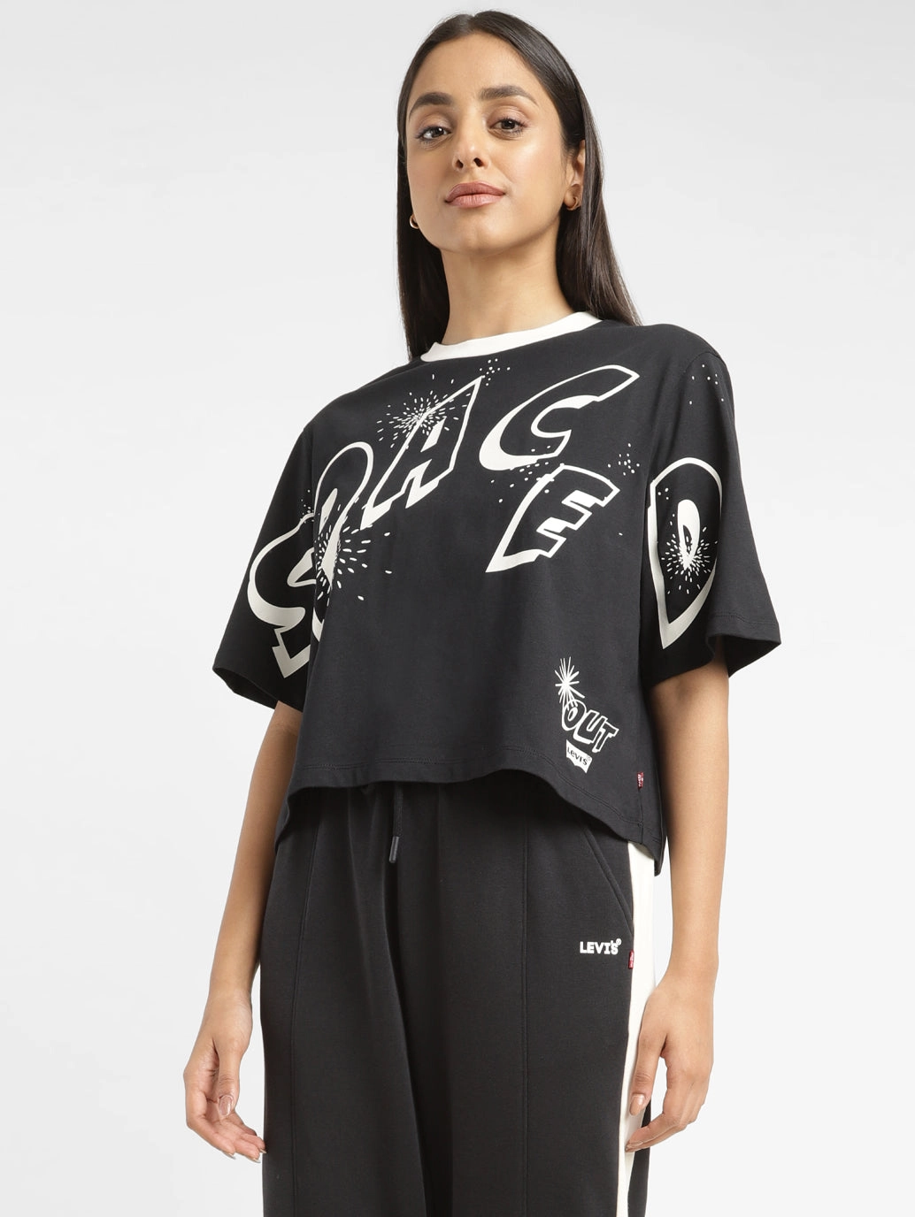Women's Typographic Print Boxy T-Shirt