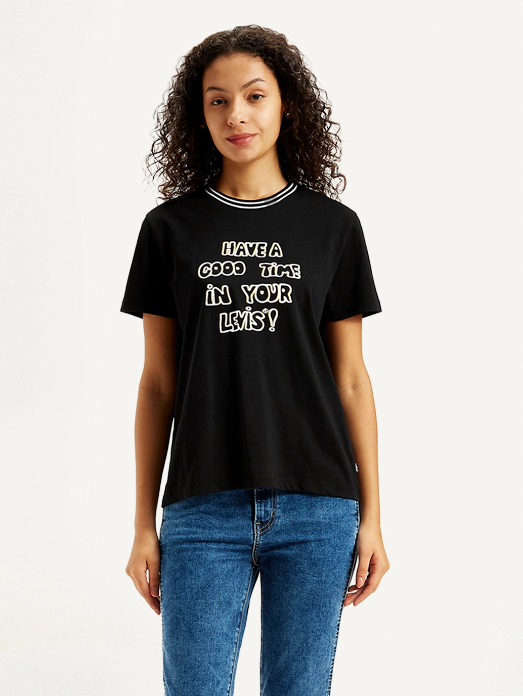 Women's Typographic Print Straight Fit T-Shirt