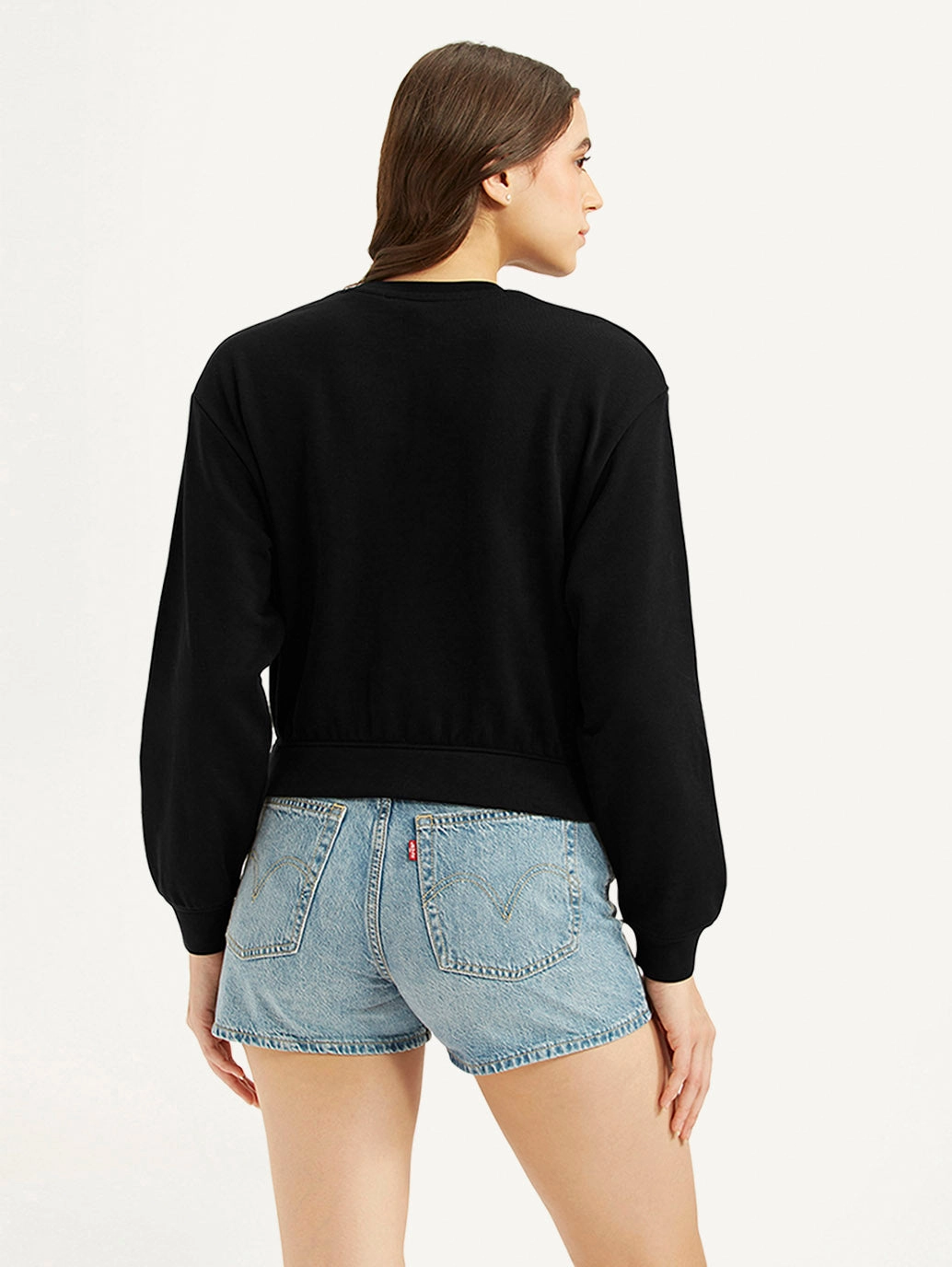 Women's Typography Black Crew Neck Sweatshirt