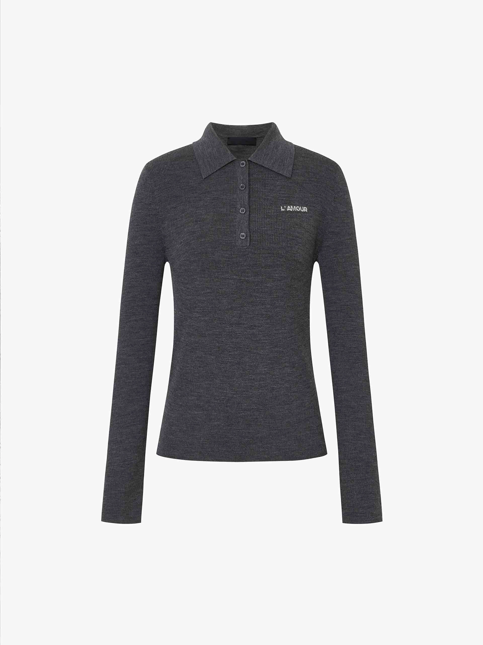Wool Blend Fitted Knit Top