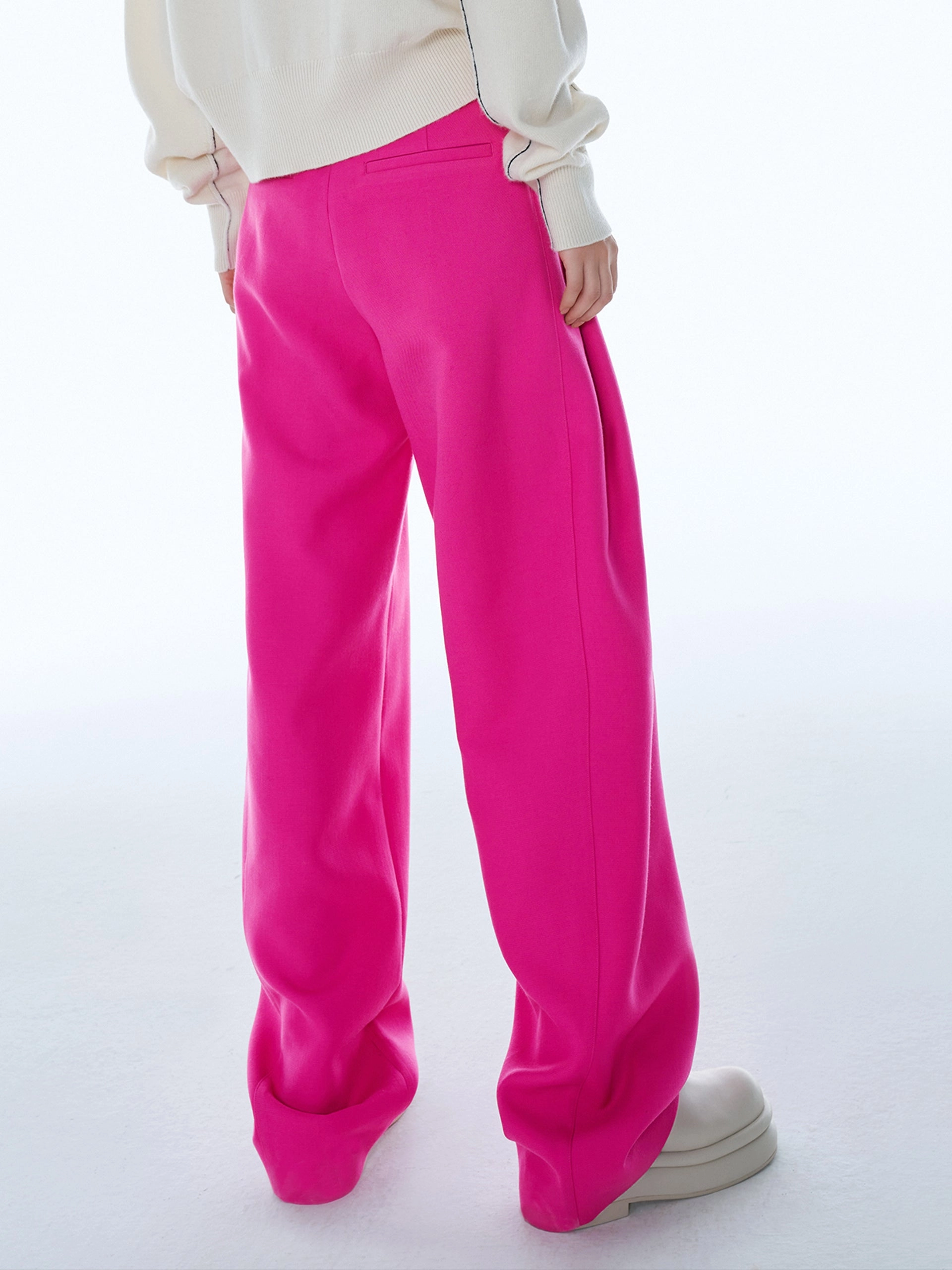 Wool Blend Wide Leg Suit Pants