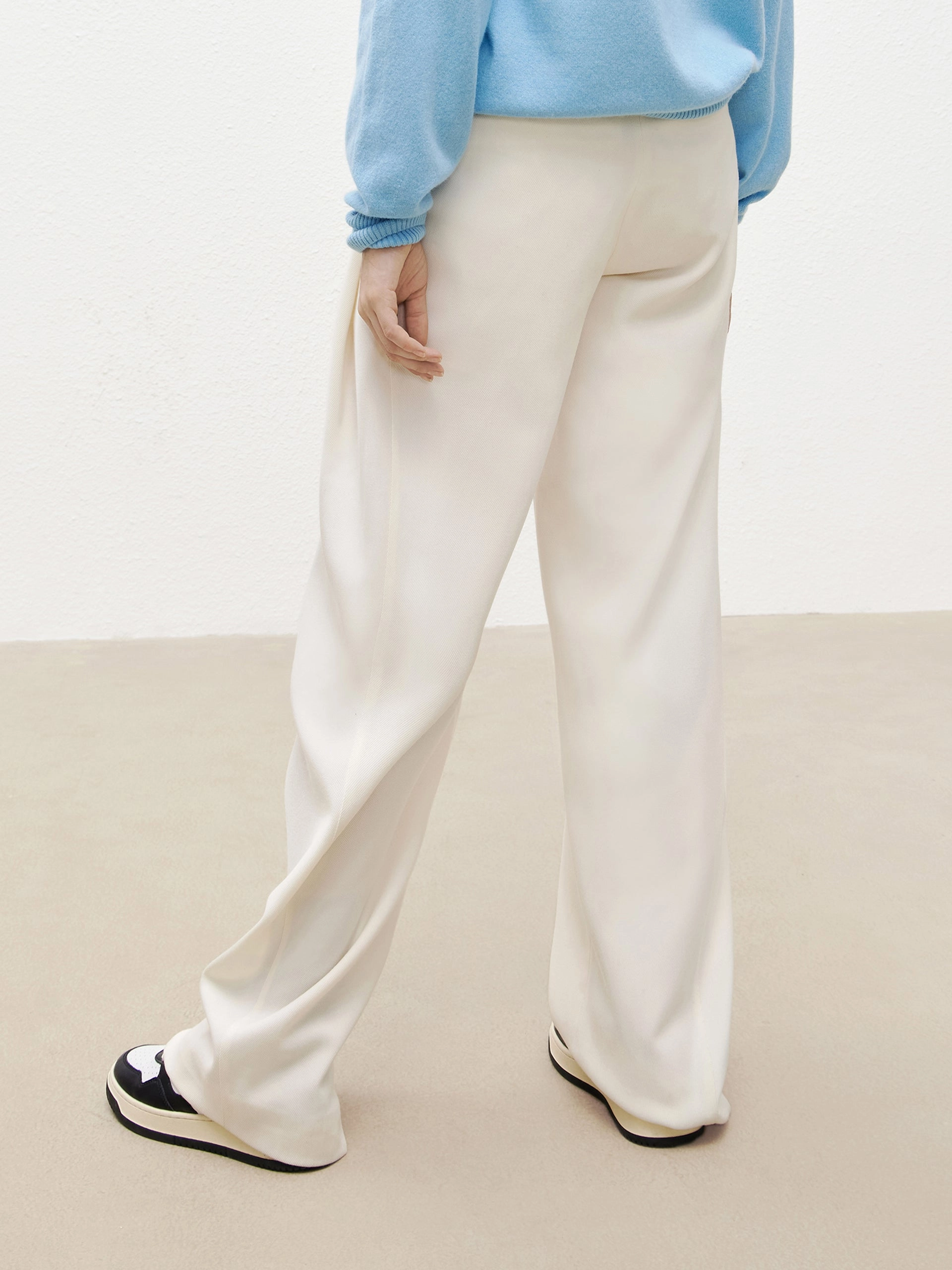 Wool Blend Wide Leg Suit Pants