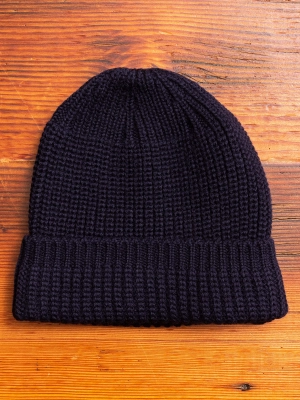 Wool Knit Watch Cap in Navy