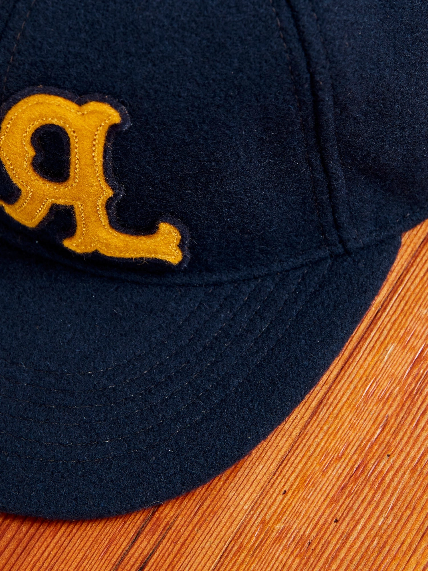 Wool Logo Fitted Cap in Navy