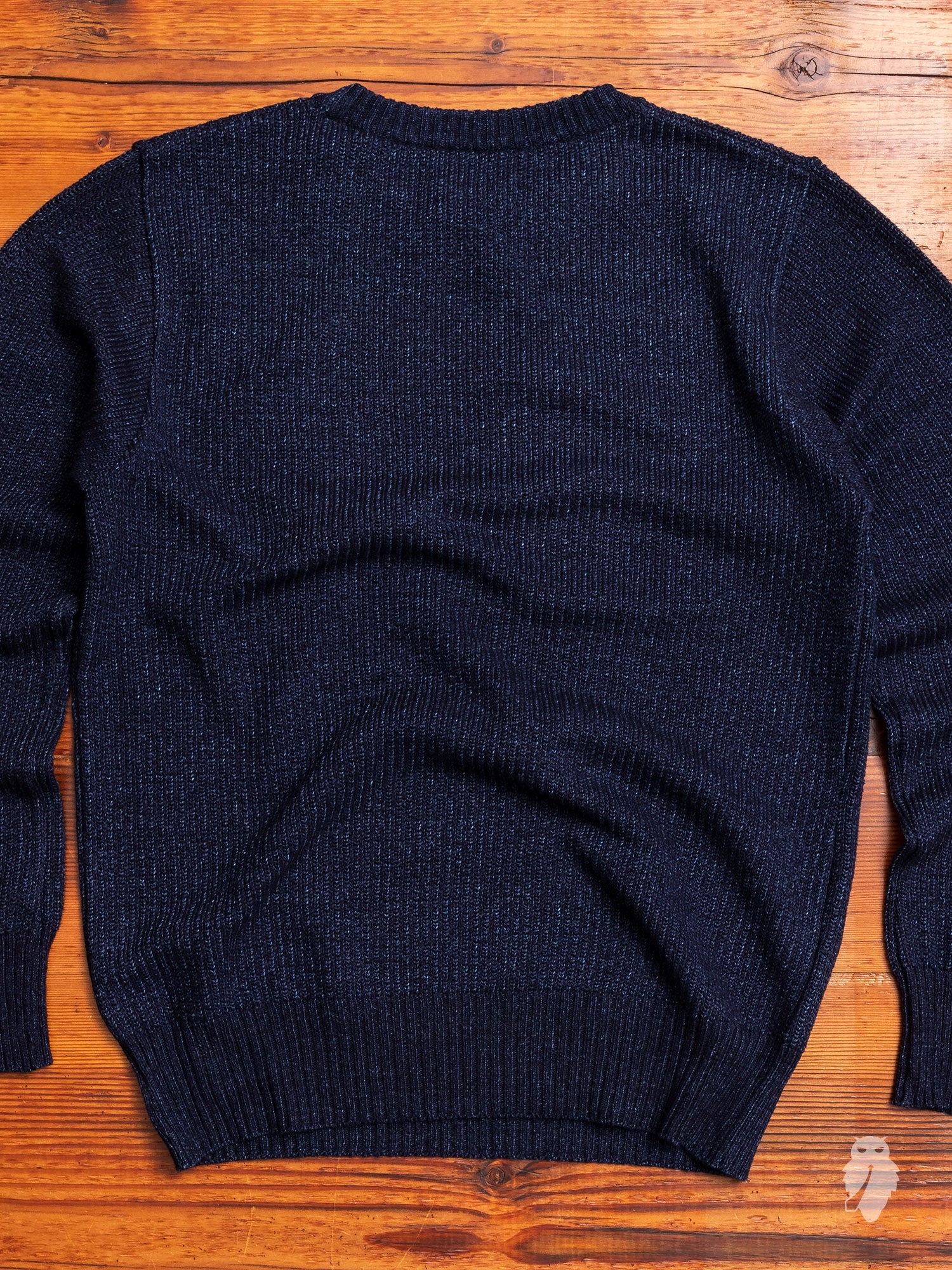 Yarn-Dyed Knit Crewneck Sweater in Indigo