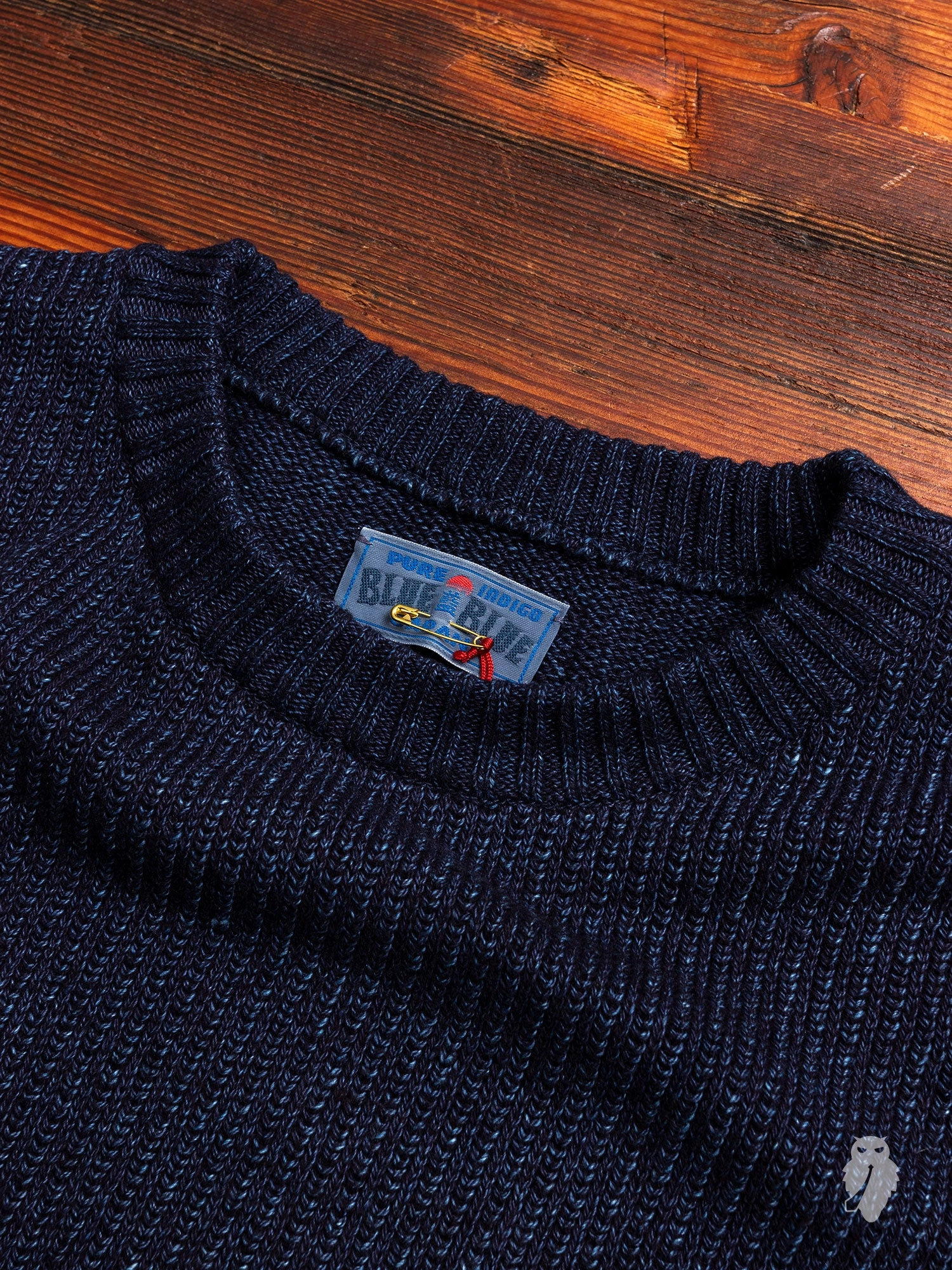 Yarn-Dyed Knit Crewneck Sweater in Indigo