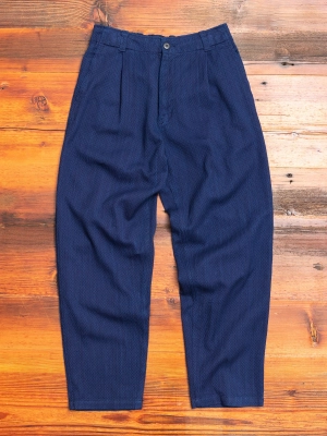 Yarn Dyed Sashiko Work Trouser in Indigo