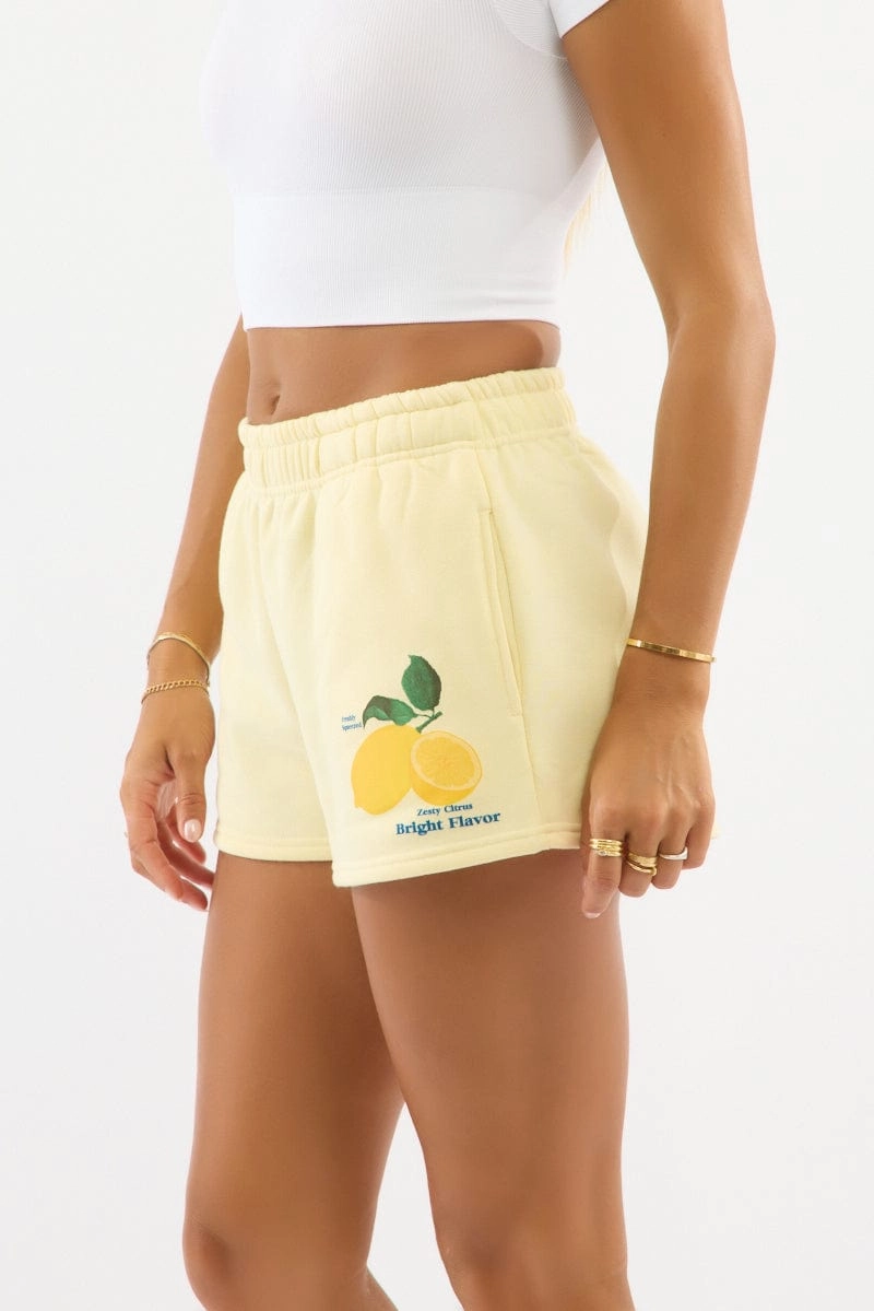 Yellow Track Shorts Elasticated