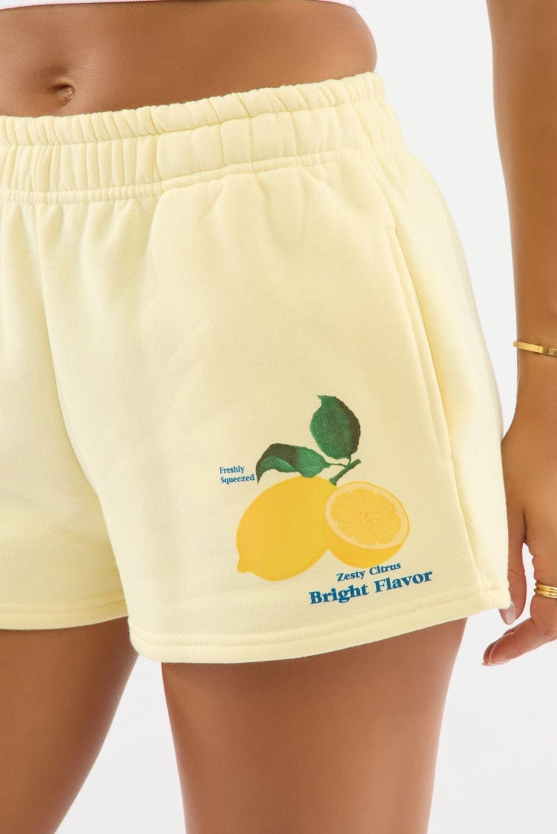 Yellow Track Shorts Elasticated